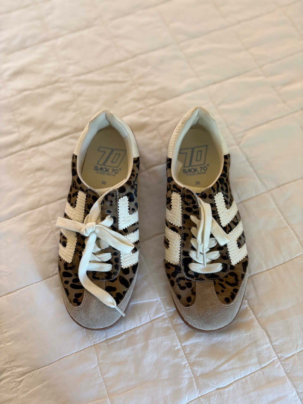 BACK 70 Cloud Leopard Print Lace-Up Sneakers with White Stripes